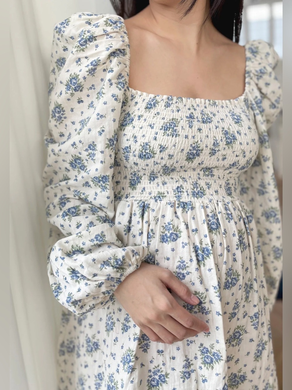 NWT AOI NOTHINGFITSBUT Maternity midi dress periwinkle size L